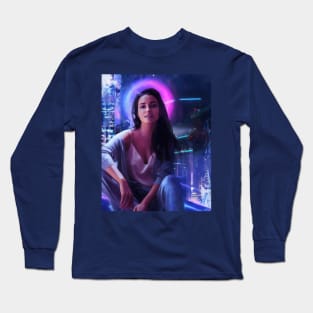 Cyberpunk Neon Girl Long Sleeve T-Shirt